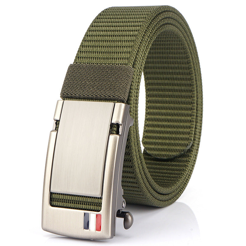 Men's Nylon Waistband Toothless Alloy Bales Catch Belts