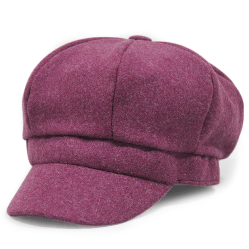 Women's & Men's Versatile Simple Retro Woolen Octagonal Painter Hats & Caps