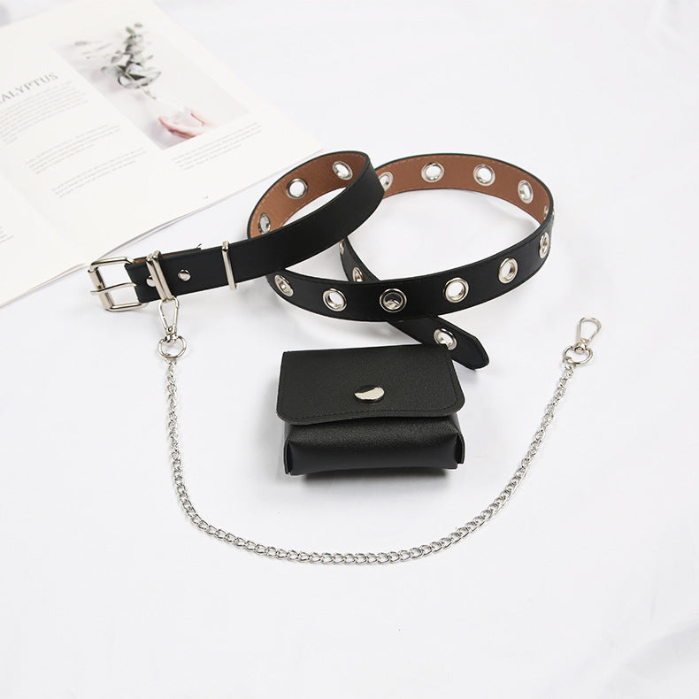 Punk Single-breasted Eye Lanyard With Bag Belts