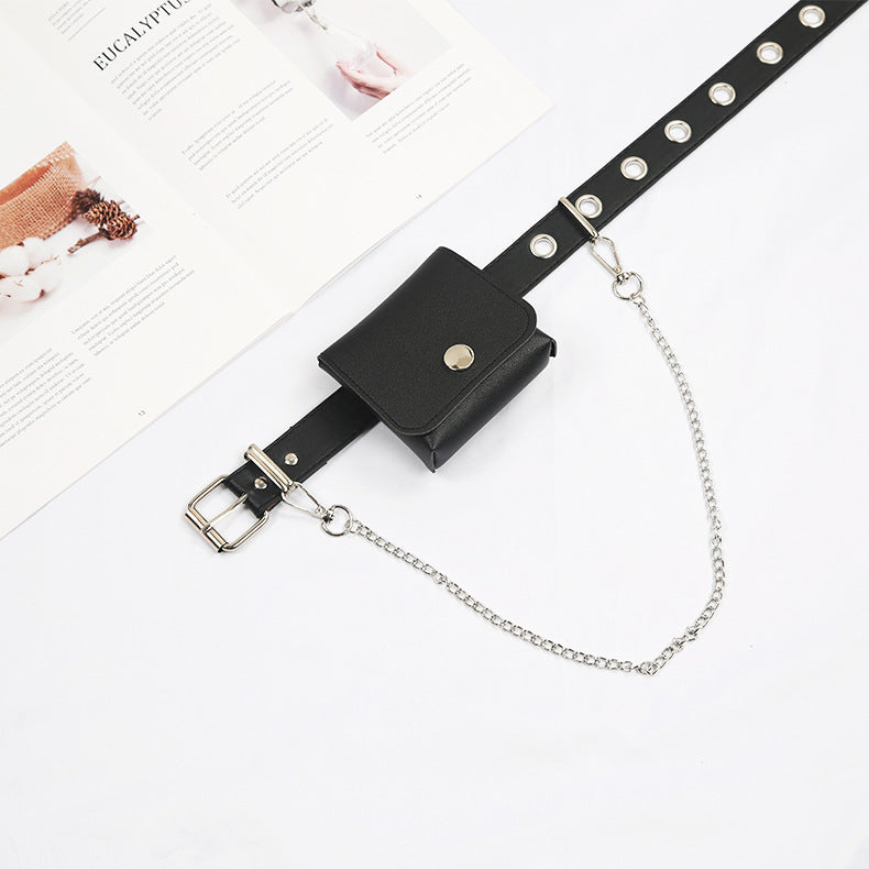 Punk Single-breasted Eye Lanyard With Bag Belts