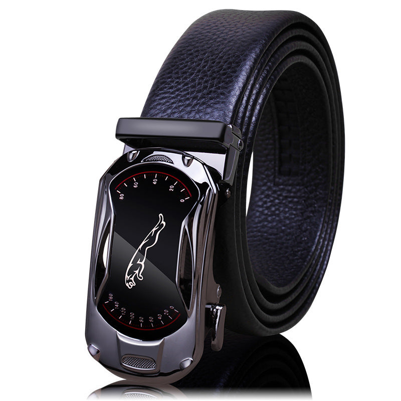 Men's Leather Genuine Automatic Buckle Casual Cowhide Belts