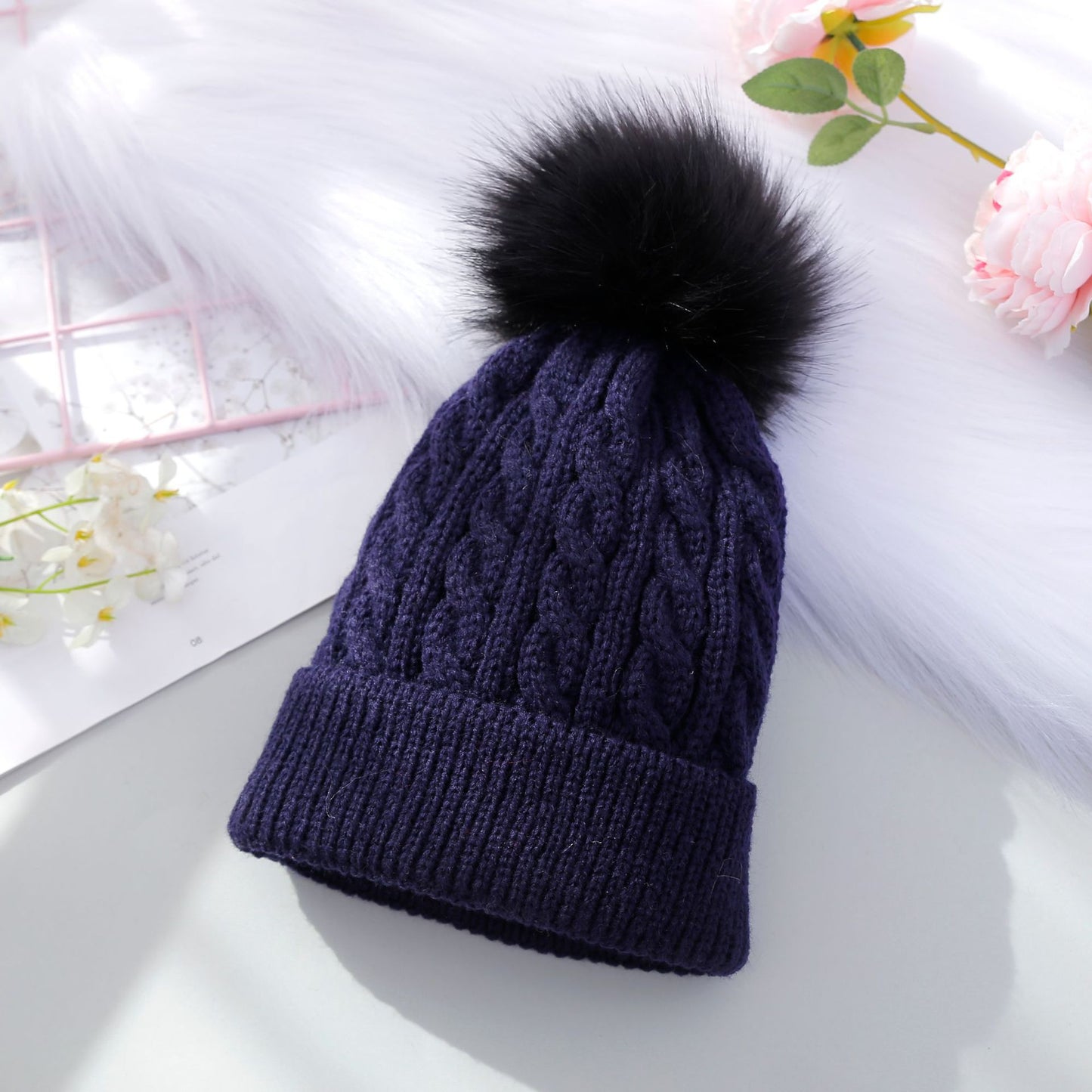 Woolen With Fur Ball Pure Cute Kids' Headwear