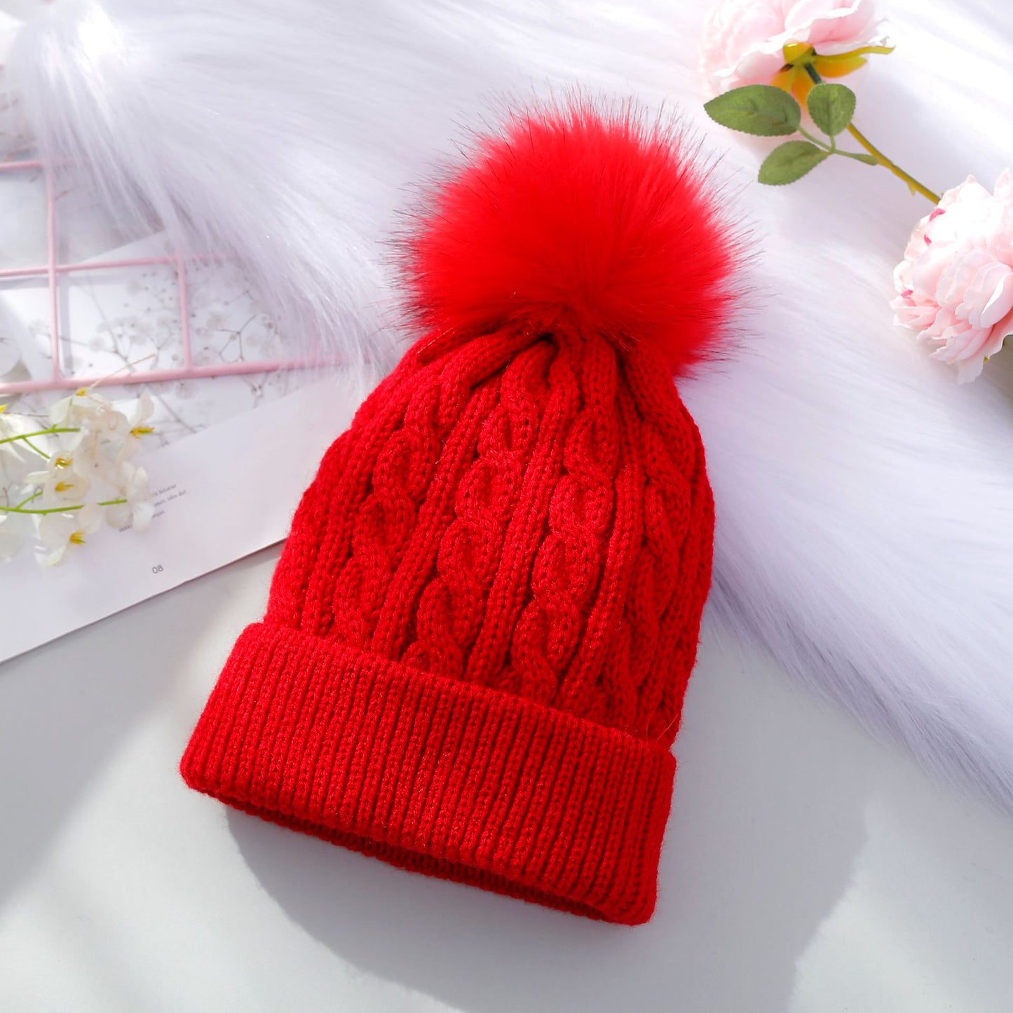 Woolen With Fur Ball Pure Cute Kids' Headwear