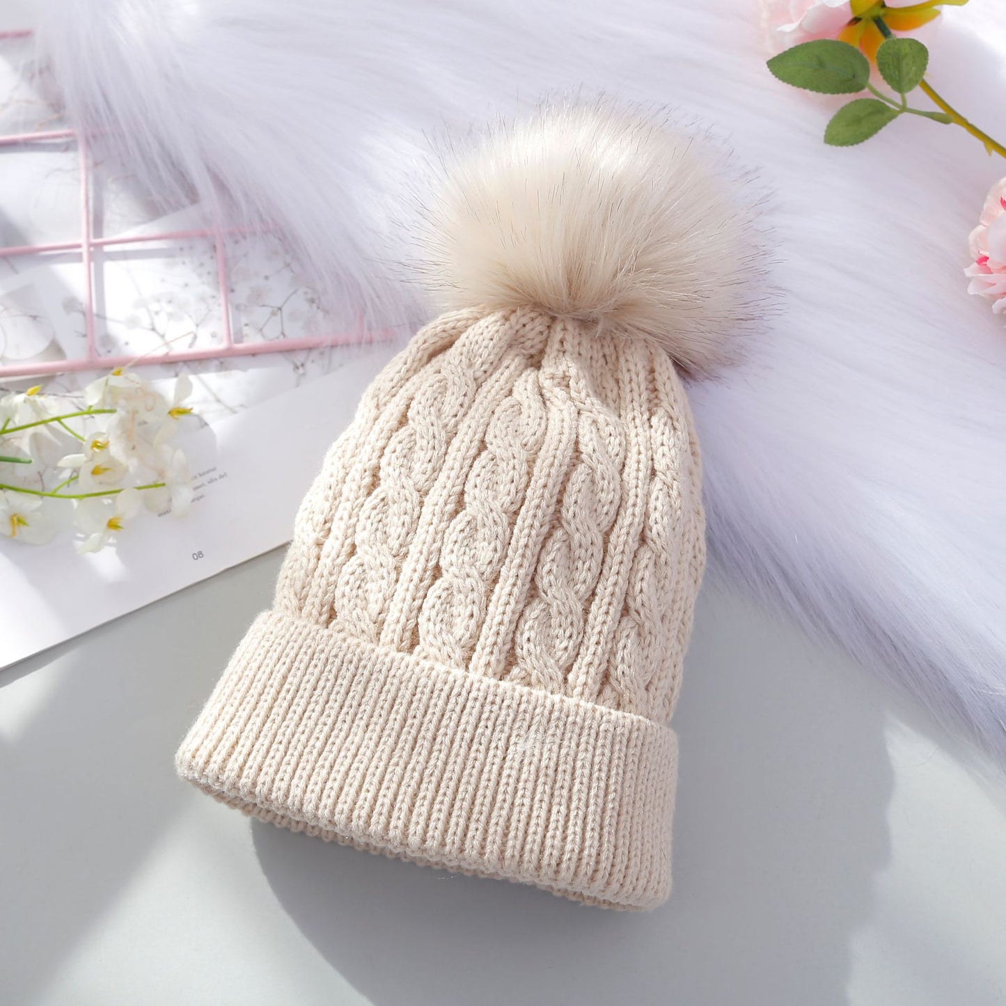 Woolen With Fur Ball Pure Cute Kids' Headwear