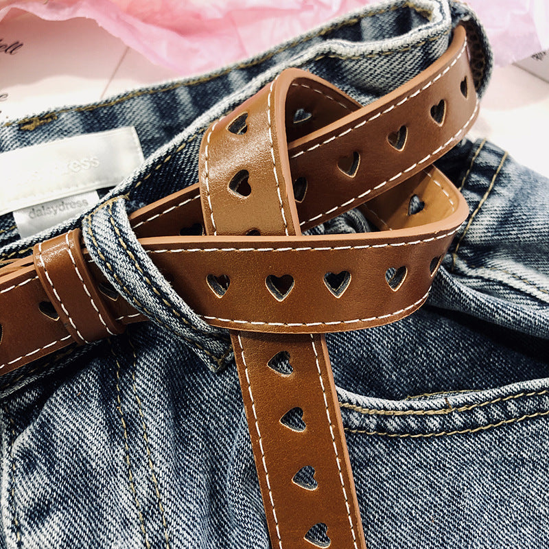 Women's Love Fashion Skirt Simple Jeans Casual Decoration Belts