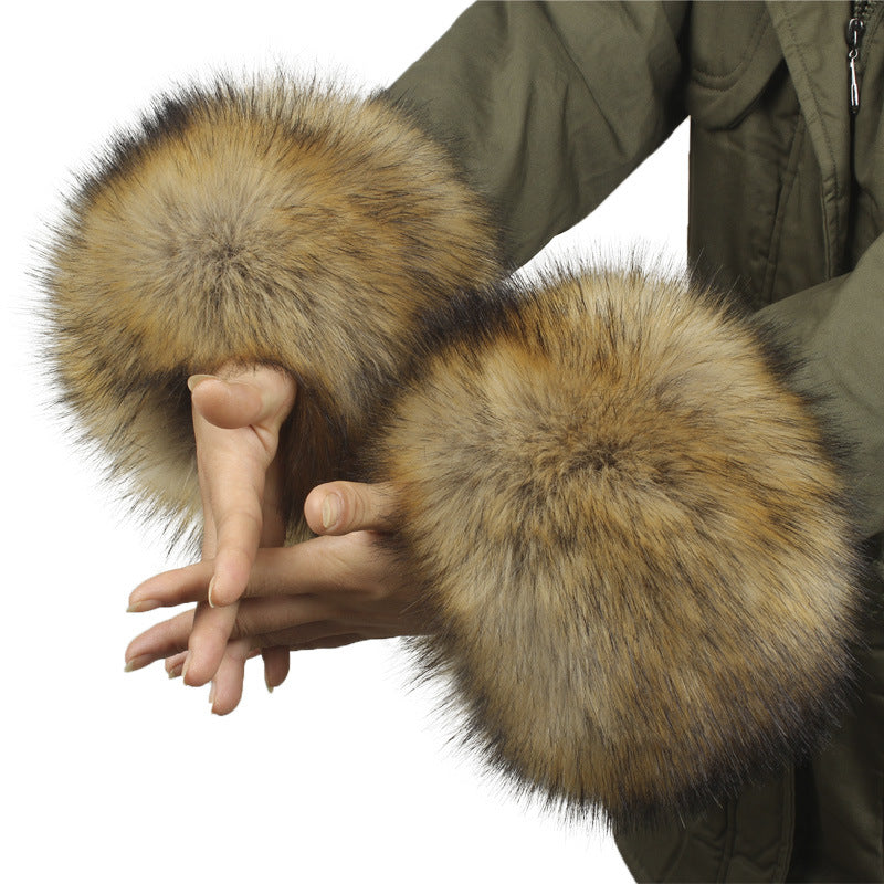 Women's Fur Fox Imitation Hand Wristband Oversleeve Gloves