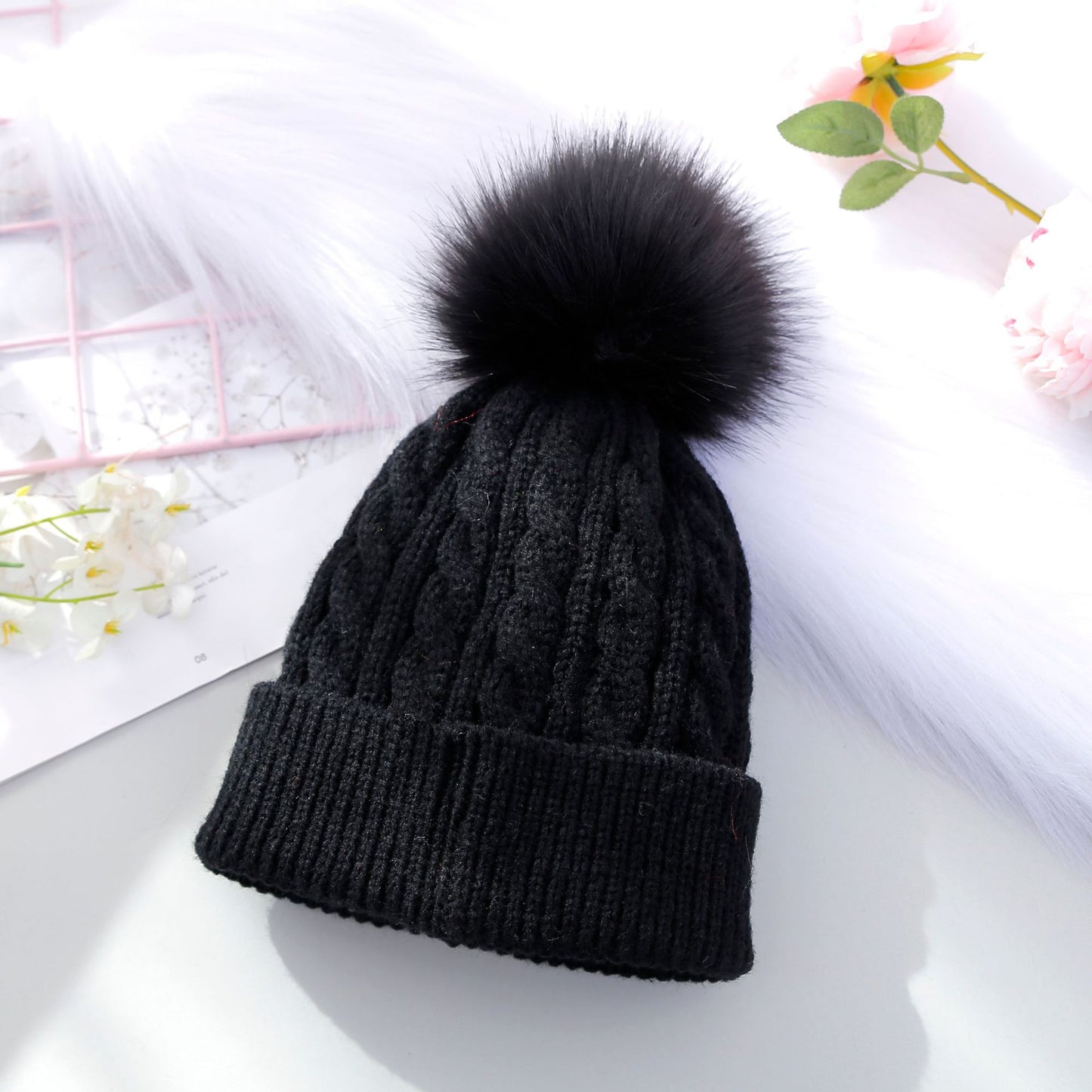 Woolen With Fur Ball Pure Cute Kids' Headwear