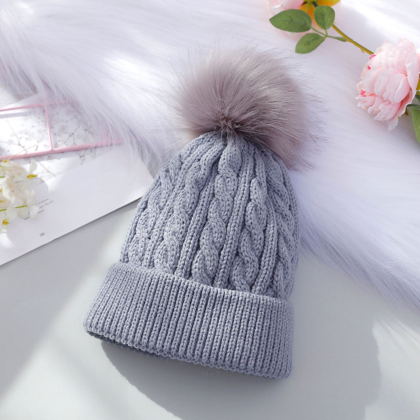 Woolen With Fur Ball Pure Cute Kids' Headwear