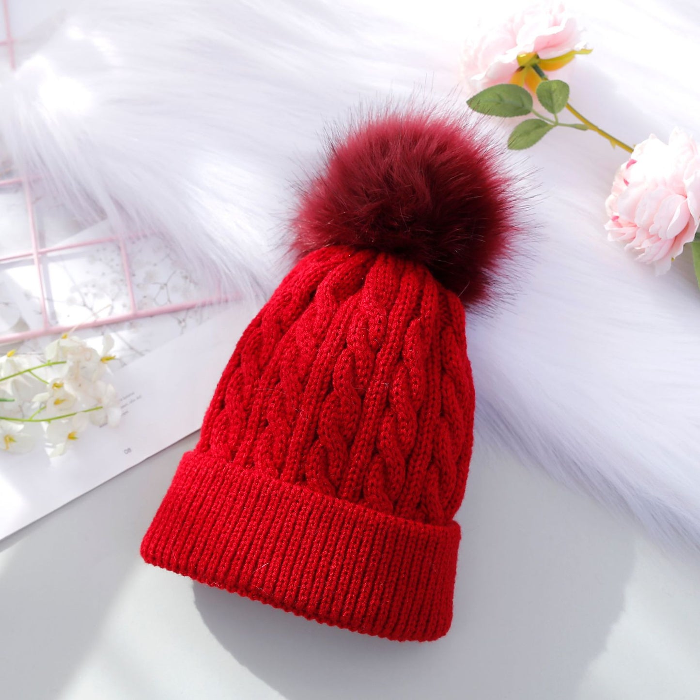 Woolen With Fur Ball Pure Cute Kids' Headwear