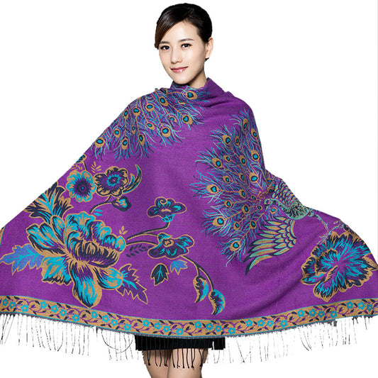 Women's Thickened Phoenix Double-sided Jacquard Cashmere Shawl Scarfs