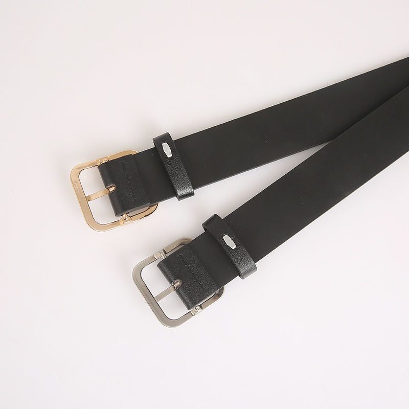 Style Square Buckle Unisex Wide Fashion Belts