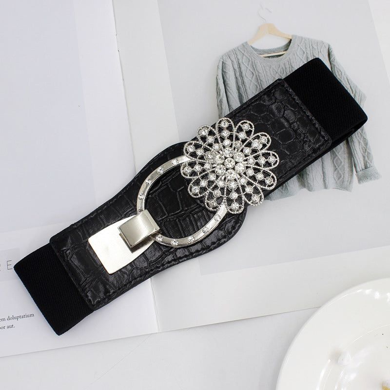 Women's Pair Of Buckles Elastic Waist Seal Fashion Dress Decoration Belts