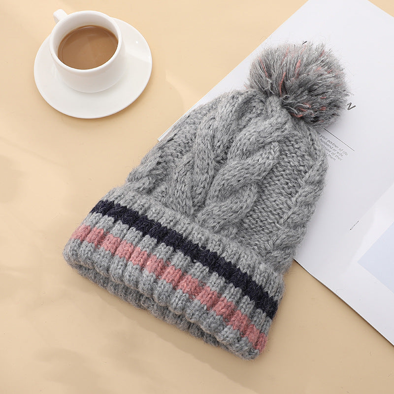 Women's Knitted Woolen Cute Fleece-lined Thickened Cold Protection Warm Hats & Caps