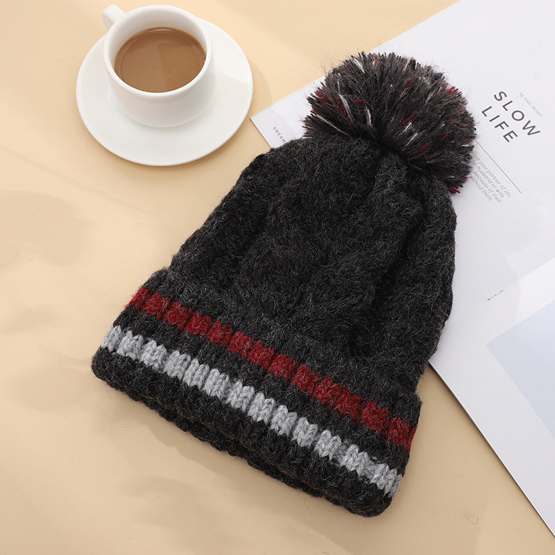 Women's Knitted Woolen Cute Fleece-lined Thickened Cold Protection Warm Hats & Caps