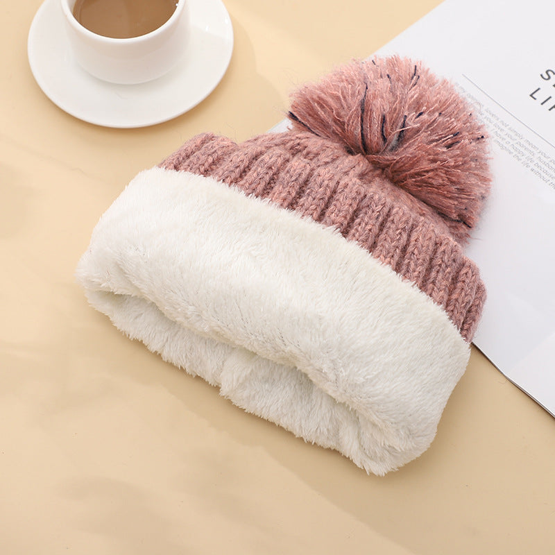 Women's Knitted Woolen Cute Fleece-lined Thickened Cold Protection Warm Hats & Caps