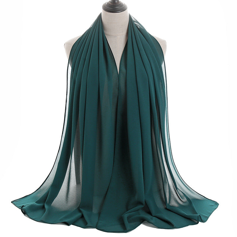 Women's Monochrome Pearl Chiffon Bubble Solid Color Scarfs