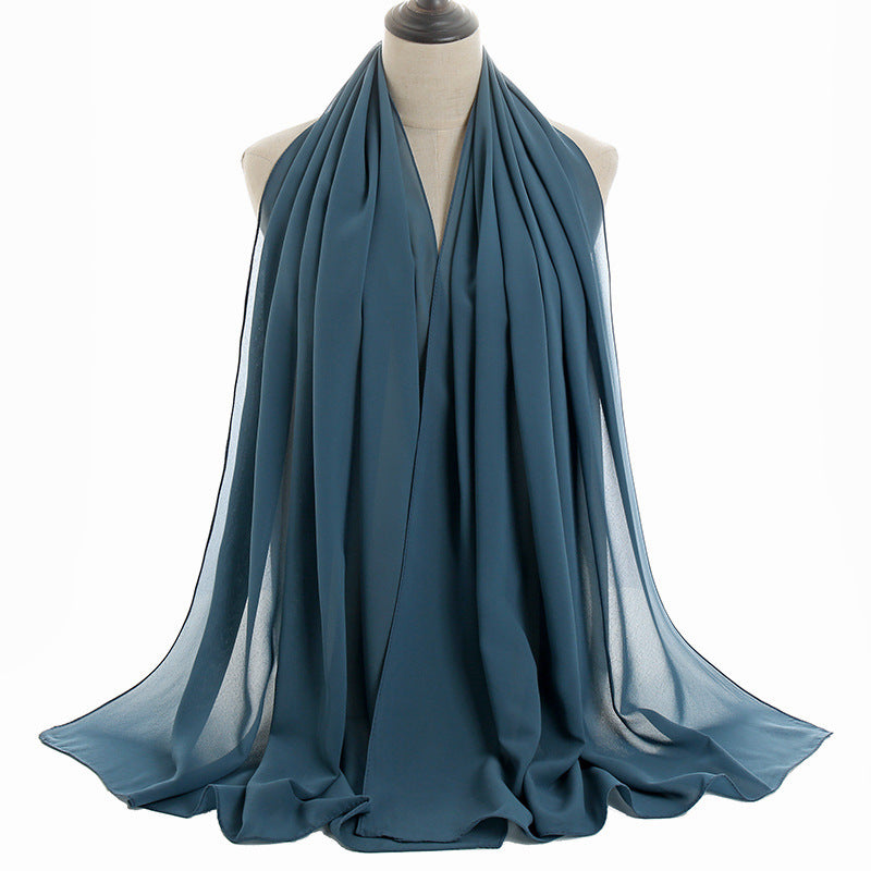 Women's Monochrome Pearl Chiffon Bubble Solid Color Scarfs