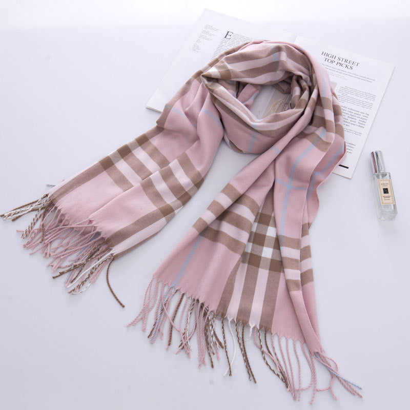 Women's Classic Plaid Brushed British Style Tassel Scarfs