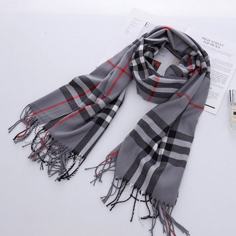 Women's Classic Plaid Brushed British Style Tassel Scarfs