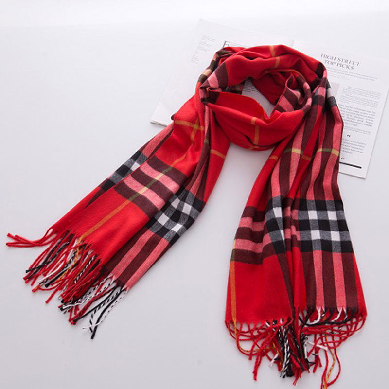 Women's Classic Plaid Brushed British Style Tassel Scarfs