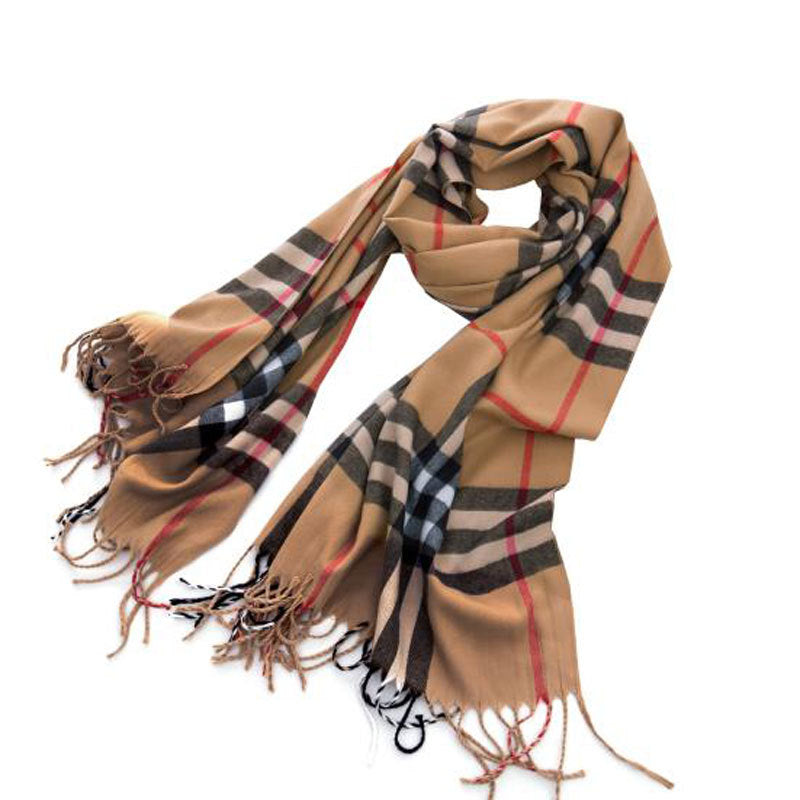 Women's Classic Plaid Brushed British Style Tassel Scarfs