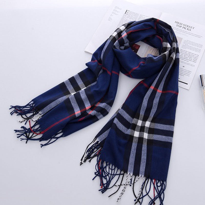 Women's Classic Plaid Brushed British Style Tassel Scarfs