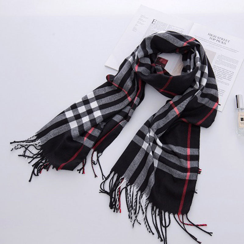 Women's Classic Plaid Brushed British Style Tassel Scarfs