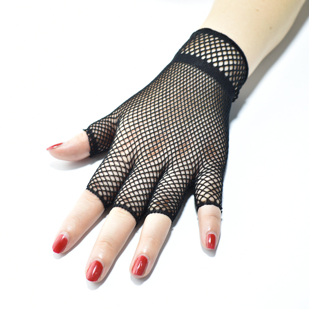 Women's & Men's Short Fishnet Cool Theme Party Suit Gloves