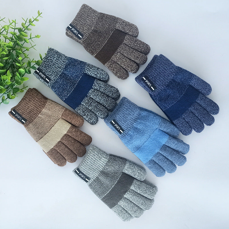 Children's Knitted Warm For Boys Thickened Fleece-lined Gloves