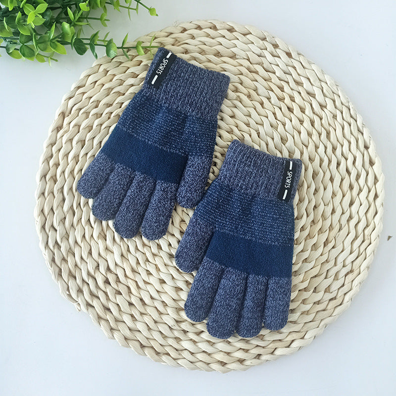 Children's Knitted Warm For Boys Thickened Fleece-lined Gloves