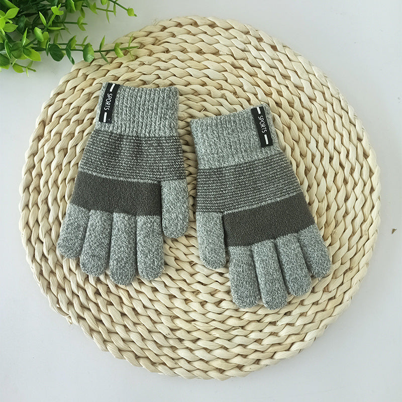 Children's Knitted Warm For Boys Thickened Fleece-lined Gloves