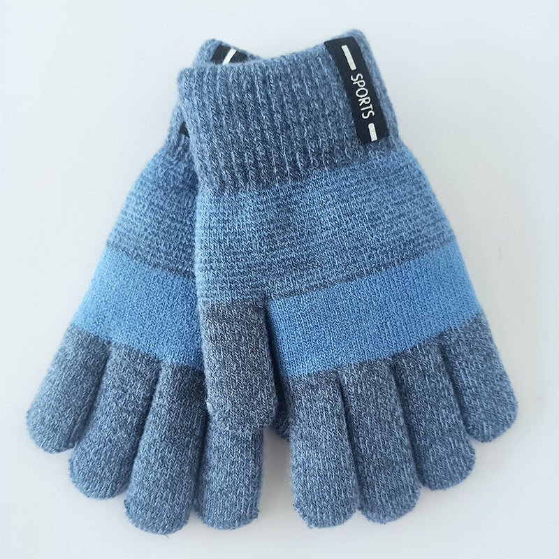 Children's Knitted Warm For Boys Thickened Fleece-lined Gloves