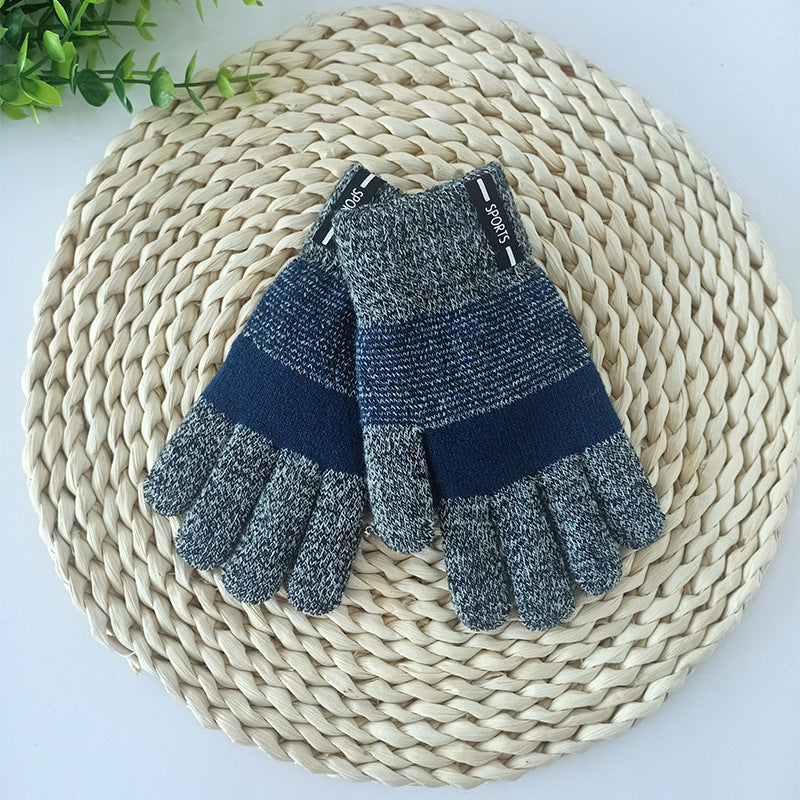 Children's Knitted Warm For Boys Thickened Fleece-lined Gloves