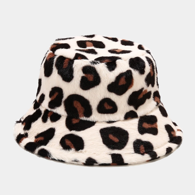 Women's Leopard Print With Veet Thick Windproof Hats & Caps