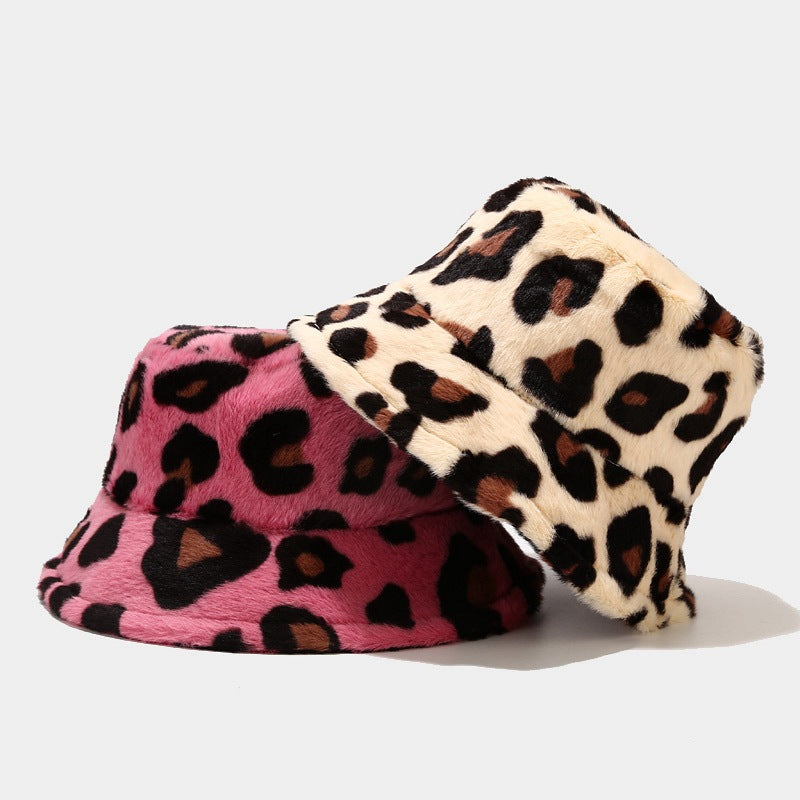 Women's Leopard Print With Veet Thick Windproof Hats & Caps