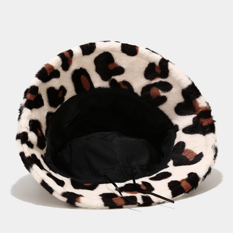 Women's Leopard Print With Veet Thick Windproof Hats & Caps