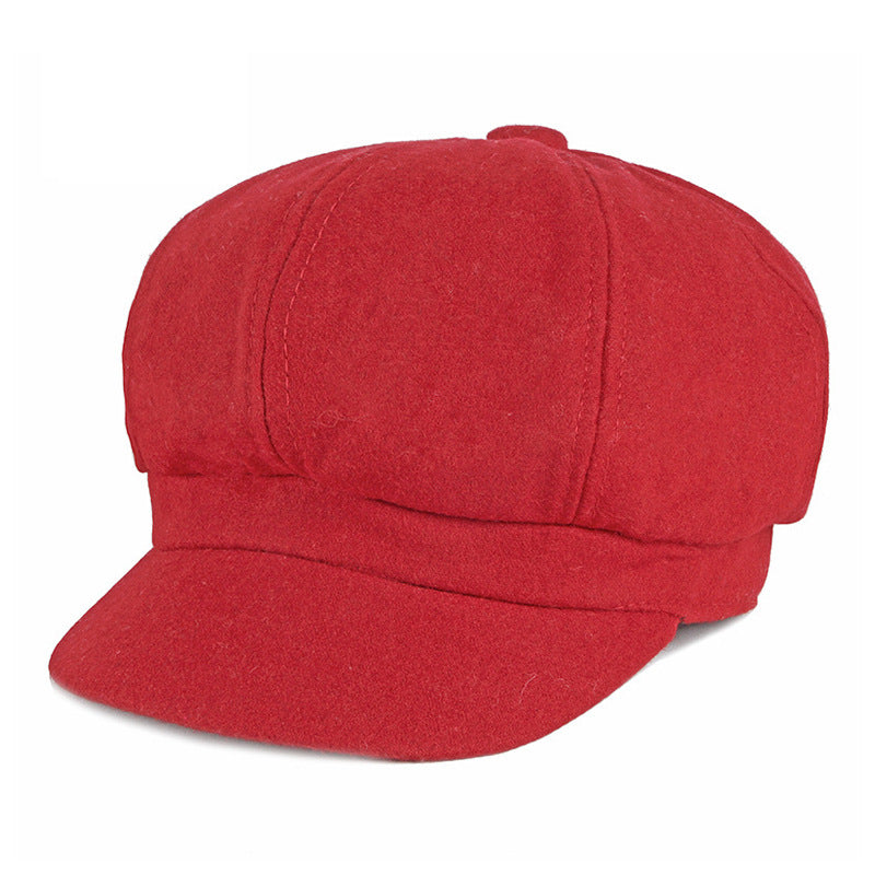 Women's & Men's Versatile Simple Retro Woolen Octagonal Painter Hats & Caps