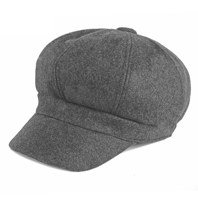 Women's & Men's Versatile Simple Retro Woolen Octagonal Painter Hats & Caps