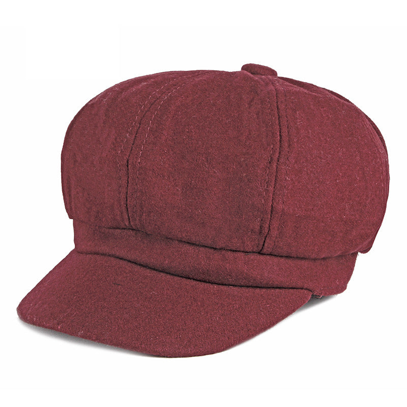 Women's & Men's Versatile Simple Retro Woolen Octagonal Painter Hats & Caps