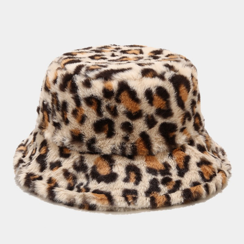 Women's Leopard Print With Veet Thick Windproof Hats & Caps