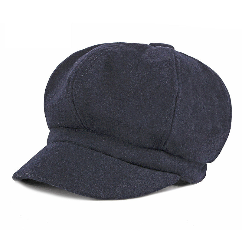 Women's & Men's Versatile Simple Retro Woolen Octagonal Painter Hats & Caps