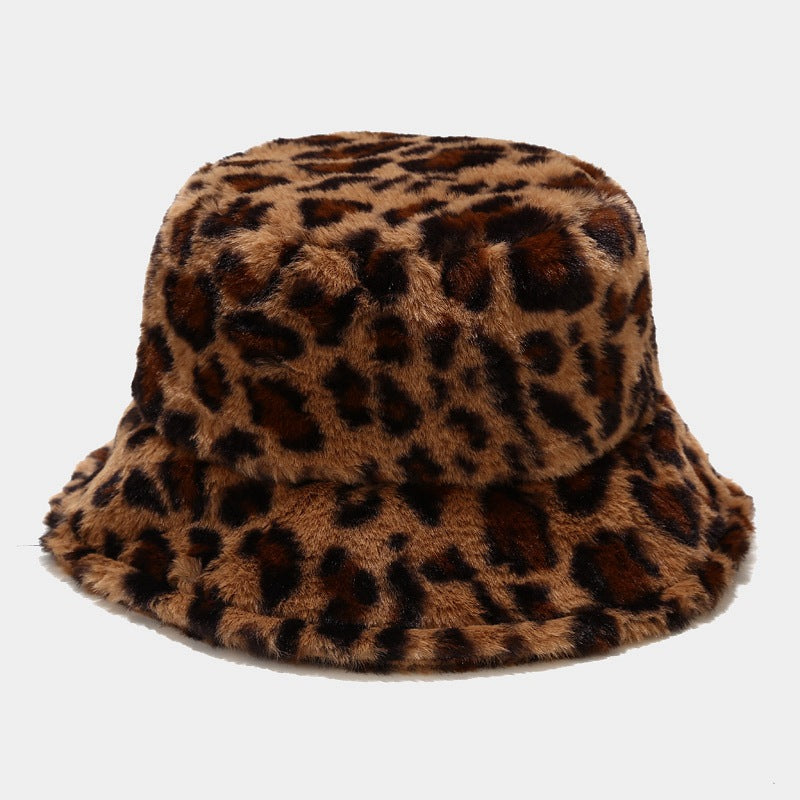 Women's Leopard Print With Veet Thick Windproof Hats & Caps