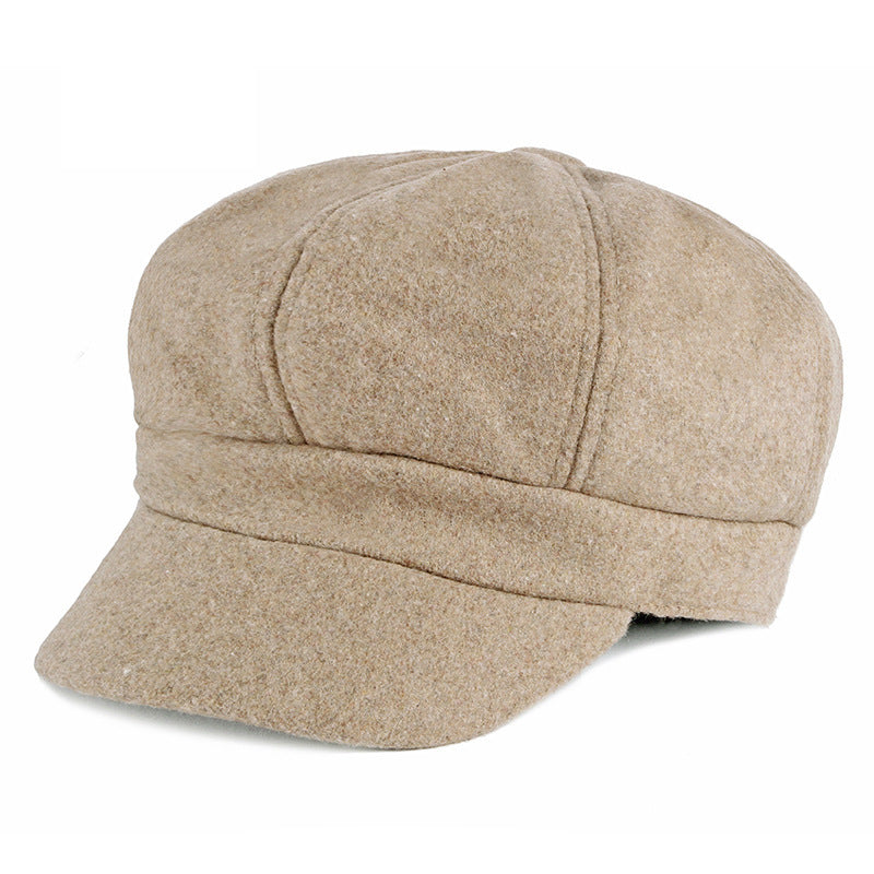 Women's & Men's Versatile Simple Retro Woolen Octagonal Painter Hats & Caps