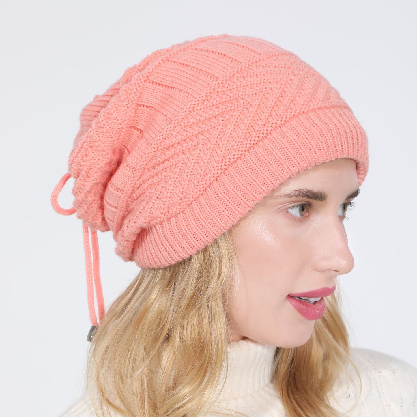 Women's 2 For Sleeve Fleece-lined Knitted Earflaps Pile Hats & Caps