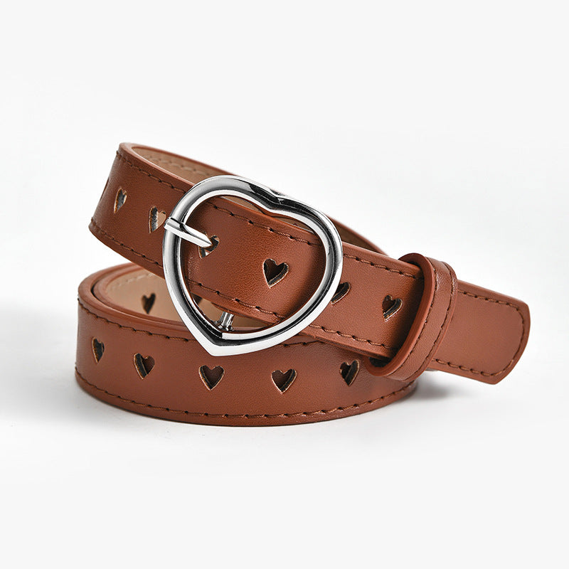 Women's & Children's Size Heart Buckle Decorative Fashion Trendy Belts