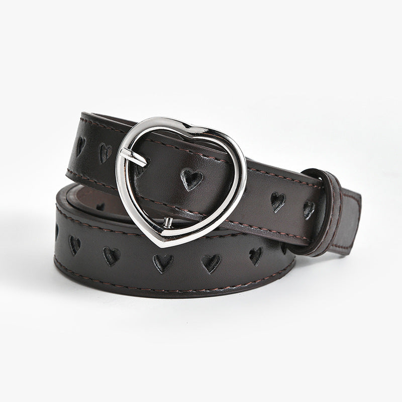 Women's & Children's Size Heart Buckle Decorative Fashion Trendy Belts