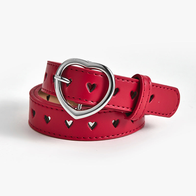 Women's & Children's Size Heart Buckle Decorative Fashion Trendy Belts