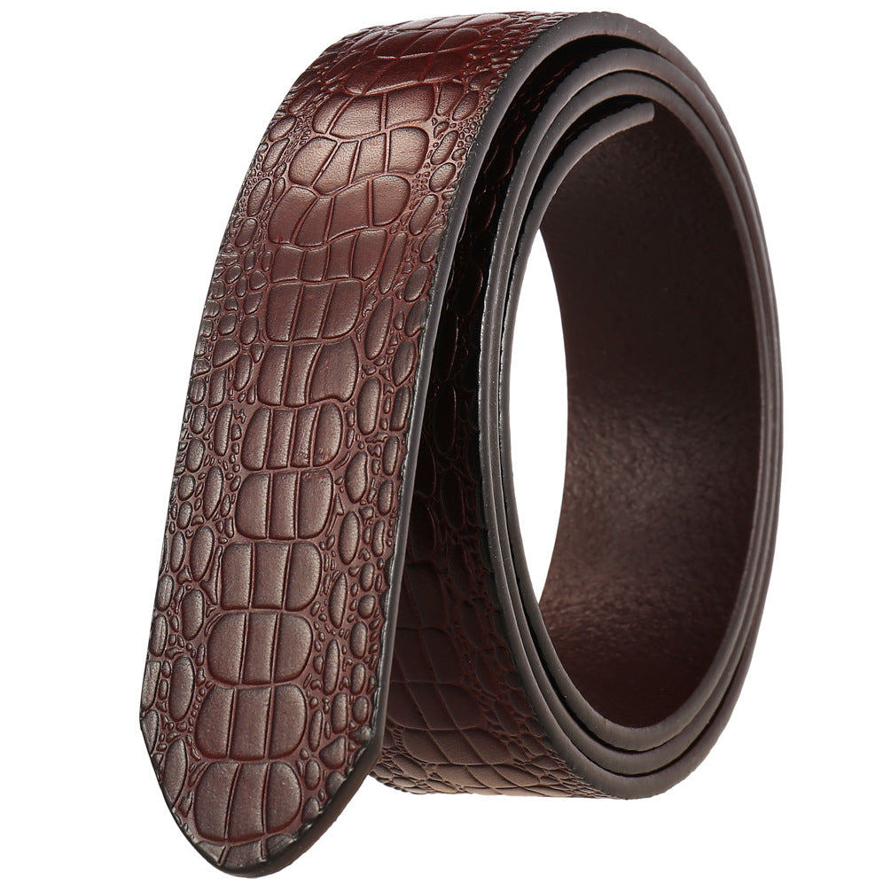 Layer Cowhide Automatic Buckle Patterned Leather Belts