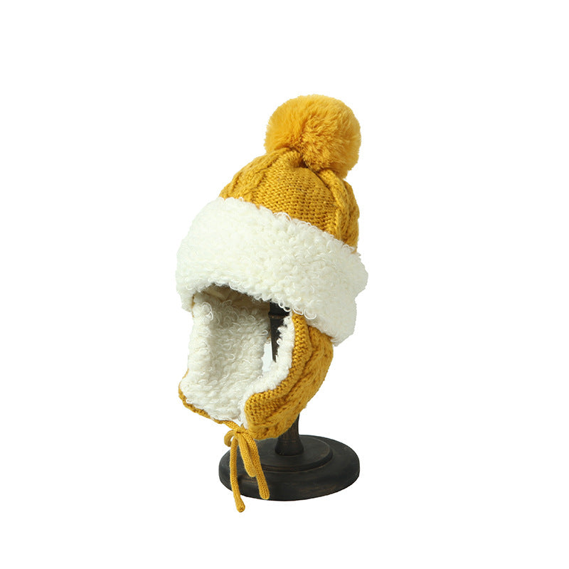 Women's Knitted Cute Earflaps Woolen Fleece-lined Thickened Hats & Caps