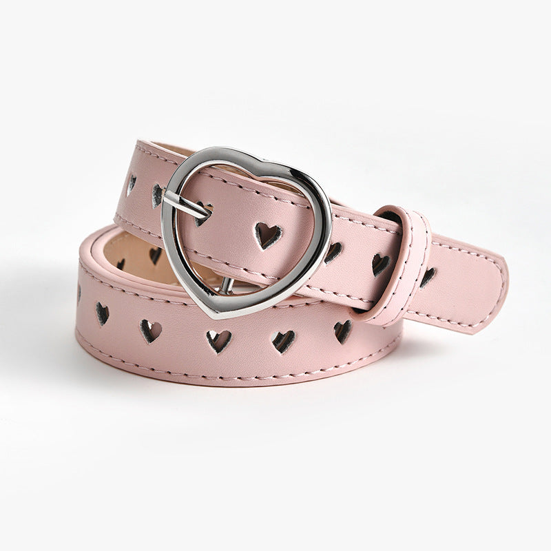 Women's & Children's Size Heart Buckle Decorative Fashion Trendy Belts